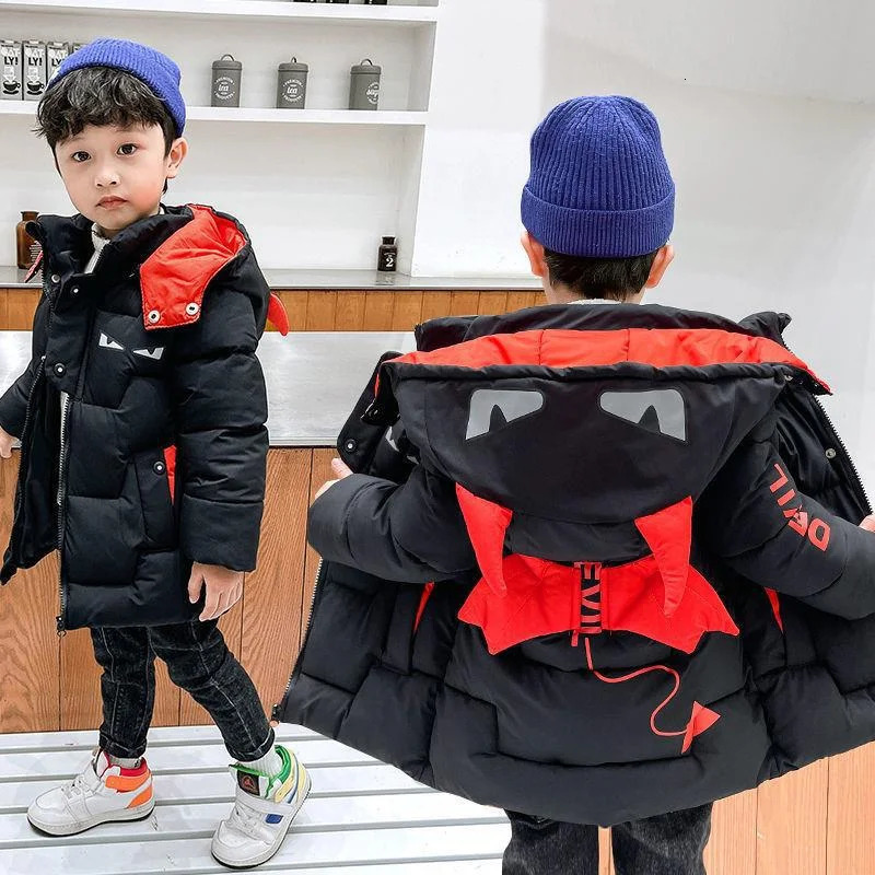 Down Cotton Clothes Long Jackets Winter Boys Girls Thick Warm Hooded Coats Kids Parka Snowsuit Waterproof Ski Outerwear 2-8Y 231226