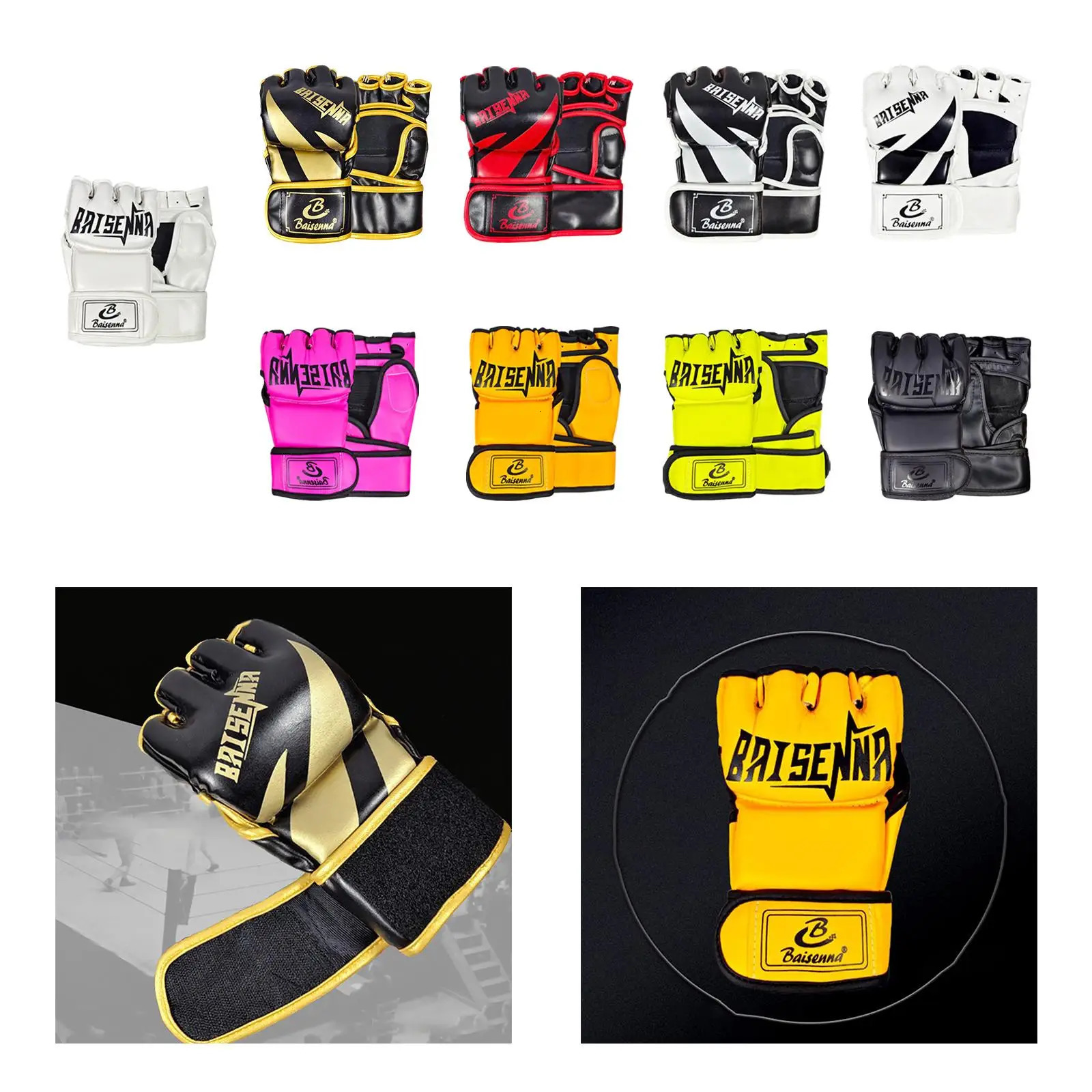 Mma Gloves Half Finger Sandbag Half Mitts Breathable Kick Boxing Gloves Youth Adults Men Women Grappling Fitness 231225