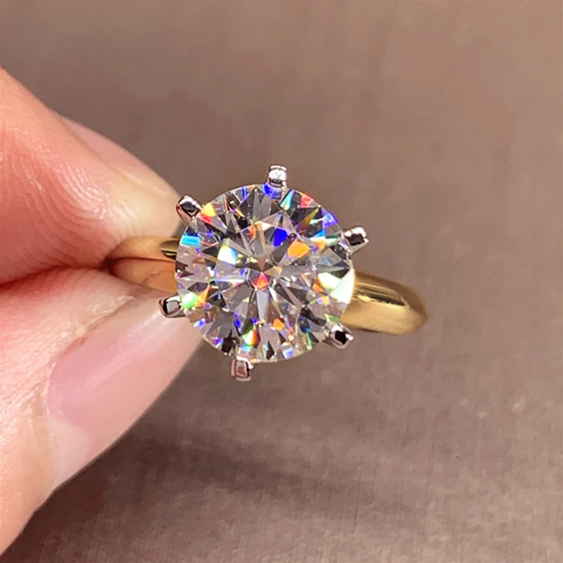 3ct Diamond Ring Solitaire Woman Silver 925 Yellow Gold Ring Engagement Wedding 2ct Ring with Certificate 231225