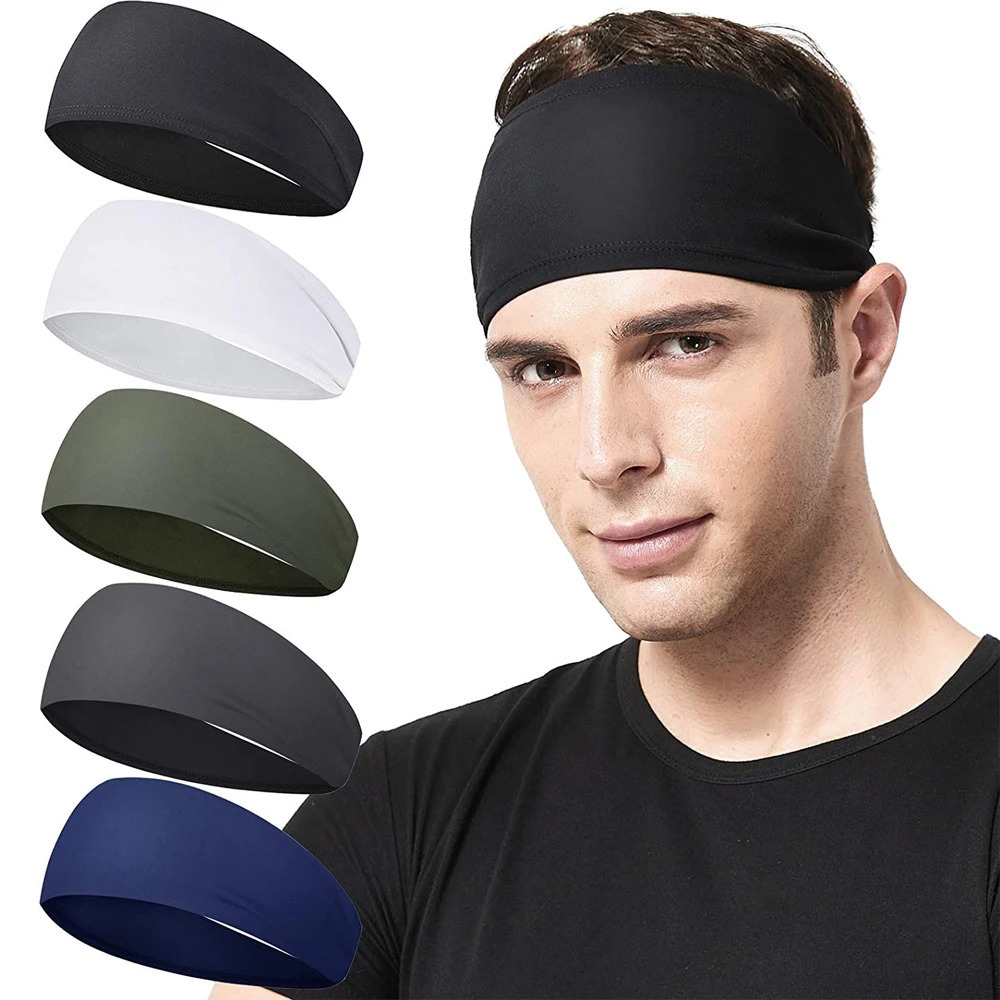 Running Headband for Men Sweatbands Sports Workout Fitness Gym Yoga Unisex Hairband 5 Pack 231226