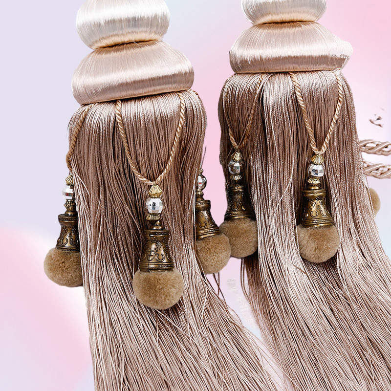 2 Pcs European Curtain Hanging Ball Rope Curtain Tiebacks Hanging Tassel Bandages Brushes Curtain Accessories T2006018934196
