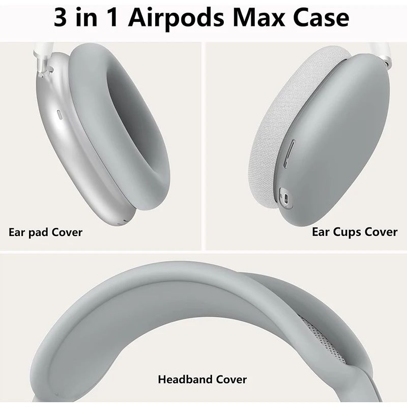 3 In 1 Soft Washable Headband Silicone Cover for Airpods Max 2 Max2 Bluetooth Headphones Accessories Anti-drop Protective Case Replacement Cover Earph