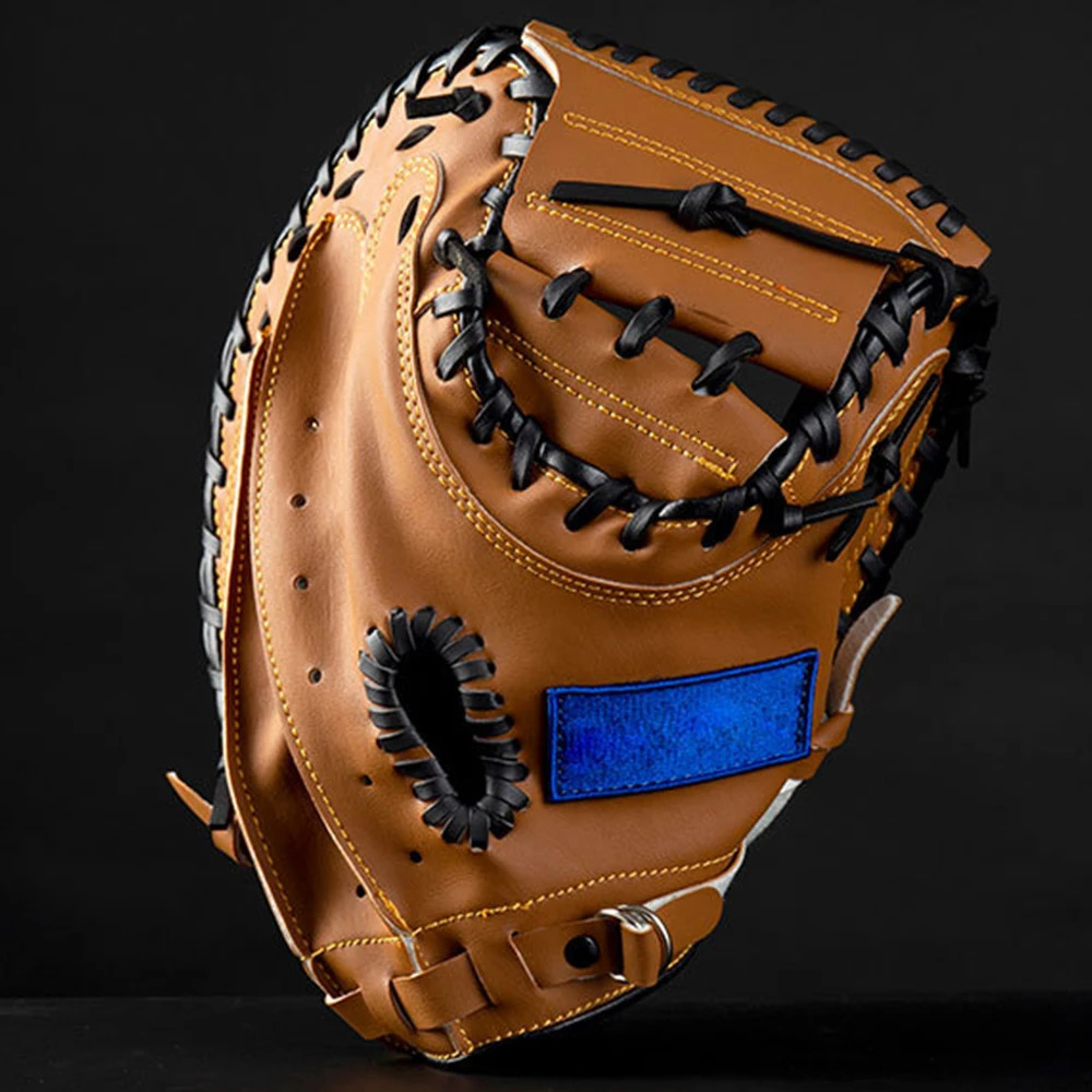 FDBRO Baseball Catcher Glove Outdoor Sports Brown Black PVCSoftball Practice Equipment Size 12.5 Left Hand for Adult Training 231225