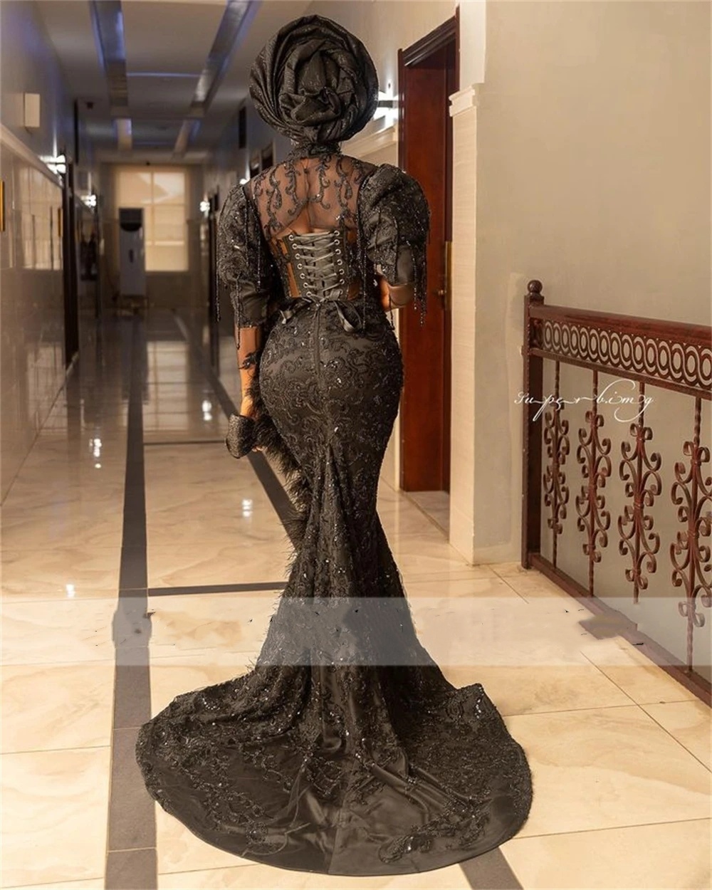 High Neck Beaded Tasseks Aso Ebi Mermaid Prom Dresses 2024 African Corset Special Party Formal Gowns 0431