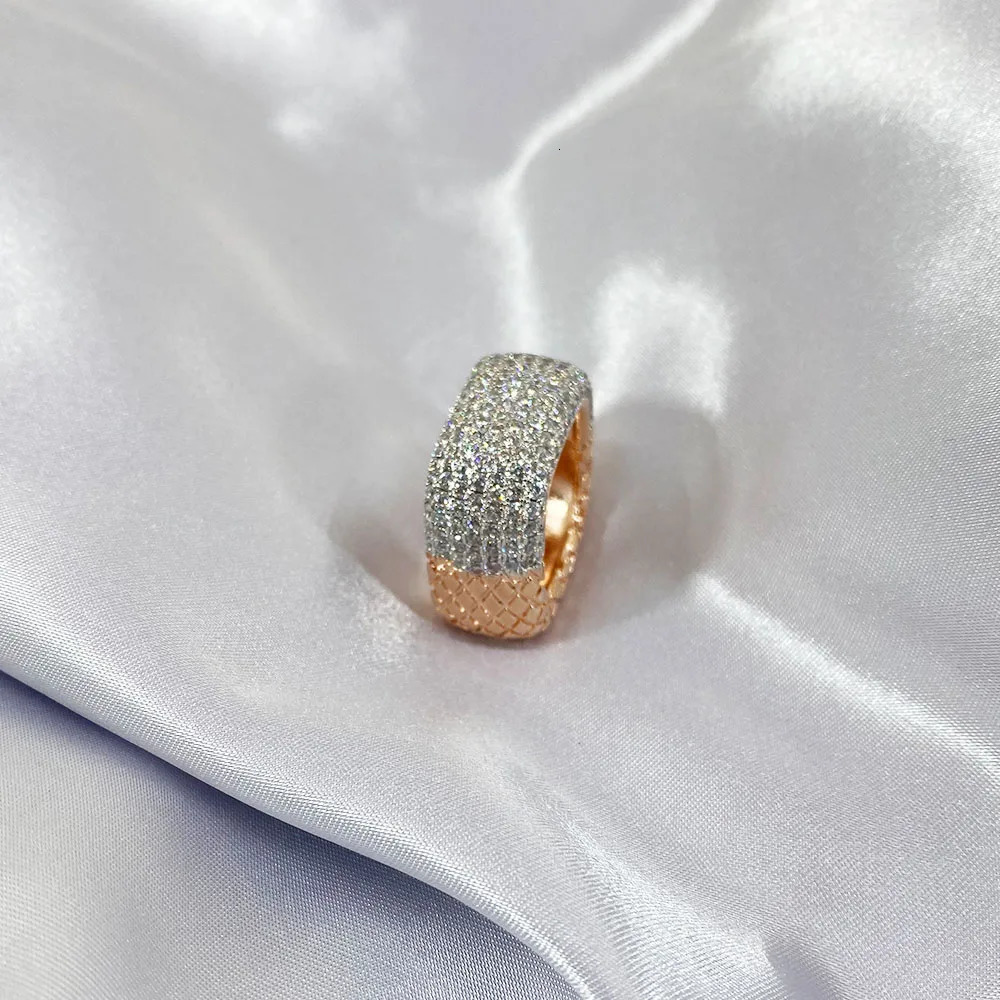 HOYON 14K Rose Gold Ring for Women's Jewelry Exquisite Anillos De Wedding Bizuteria Hip Hop Square Natural Diamond Ring for Men 231225
