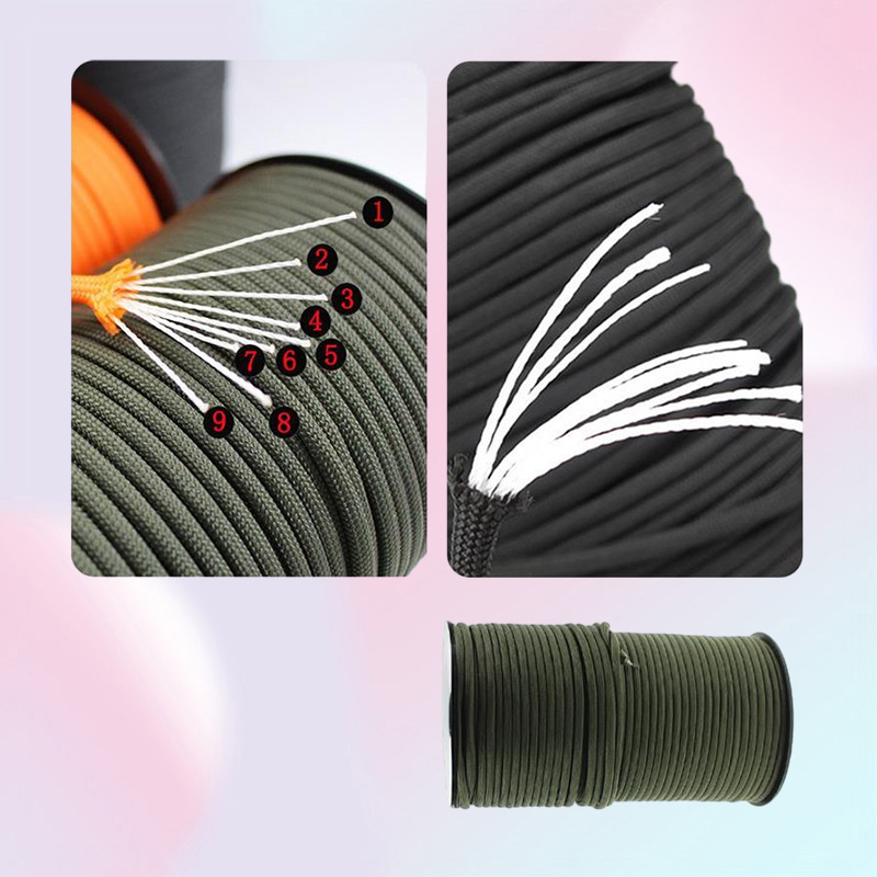 Outdoor Gadgets 100M 550 Standard 9Core Paracord Rope 4mm Parachute Cord Survival Umbrella Tent Lanyard Hammock Strap