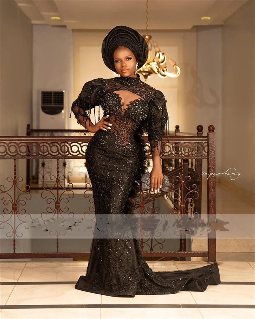 High Neck Beaded Tasseks Aso Ebi Mermaid Prom Dresses 2024 African Corset Special Party Formal Gowns 0431