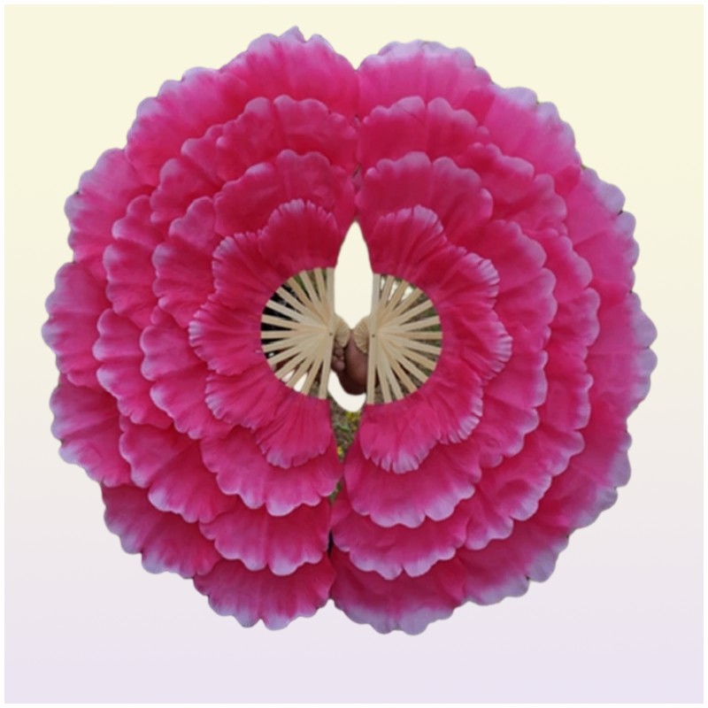 2pcsDancing Fan Peony Flower Dance Hand Square Performance Props Eventail a Main Abanico Para Boda De Mano 2205051321067