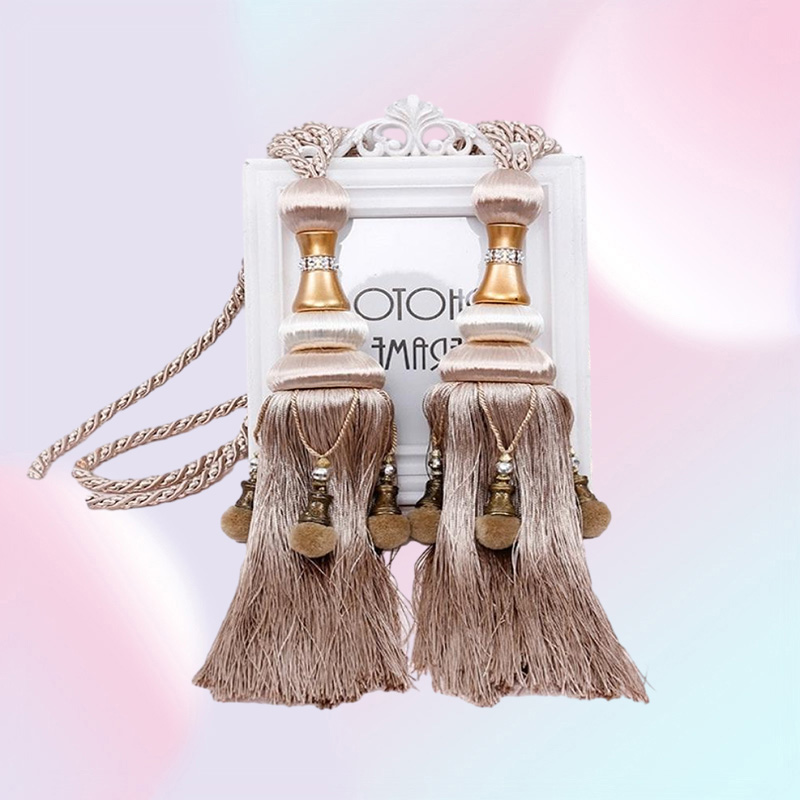 2 Pcs European Curtain Hanging Ball Rope Curtain Tiebacks Hanging Tassel Bandages Brushes Curtain Accessories T2006018934196