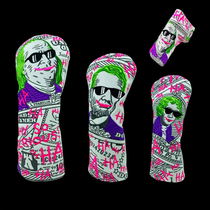 High-end clown president Golf Club #1 #3 #5 Wood Headcovers Driver Fairway Woods Cover PU Leather Head Covers Golf Putter 231225