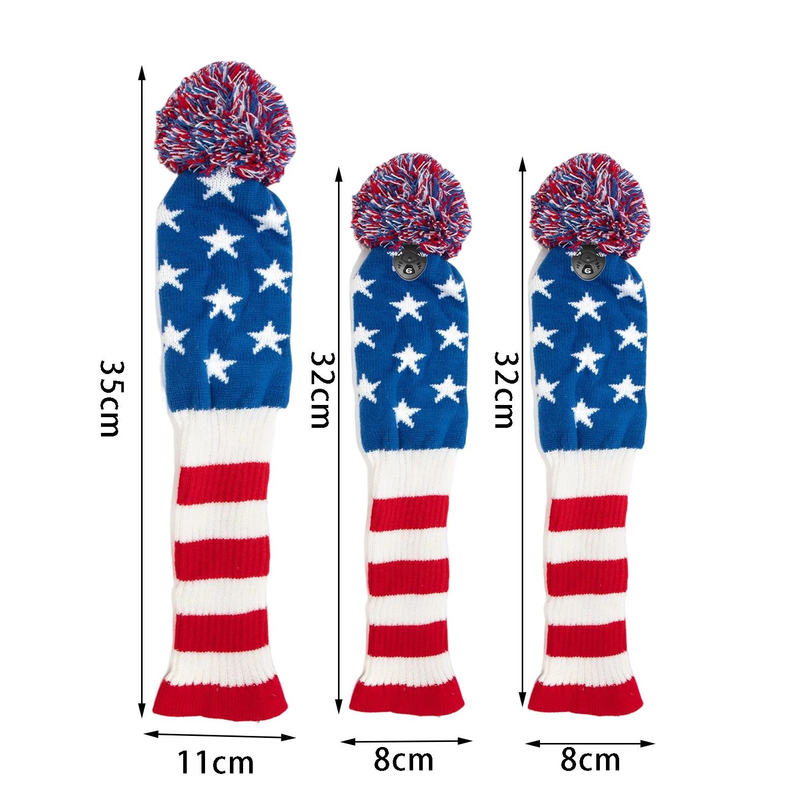 3pcs/set No.1 3 5 UT Golf Knitted Wood Head Cover Knitted Golf Driver Fairway Wood Headcovers Golf Club Protective Sleeve Sock 231225