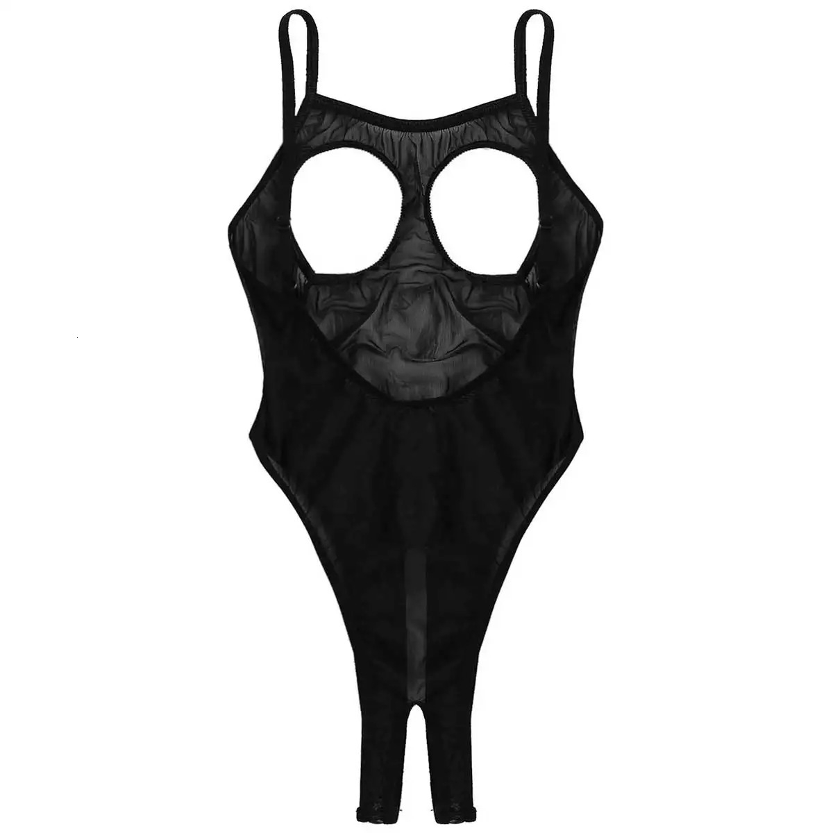 Women See Through Sheer Mesh Sexy Lingerie Bodysuit Open Cup Crotchless Thong Leotard Jumpsuit Erotic Underwear Sexy Sleepwear 231226