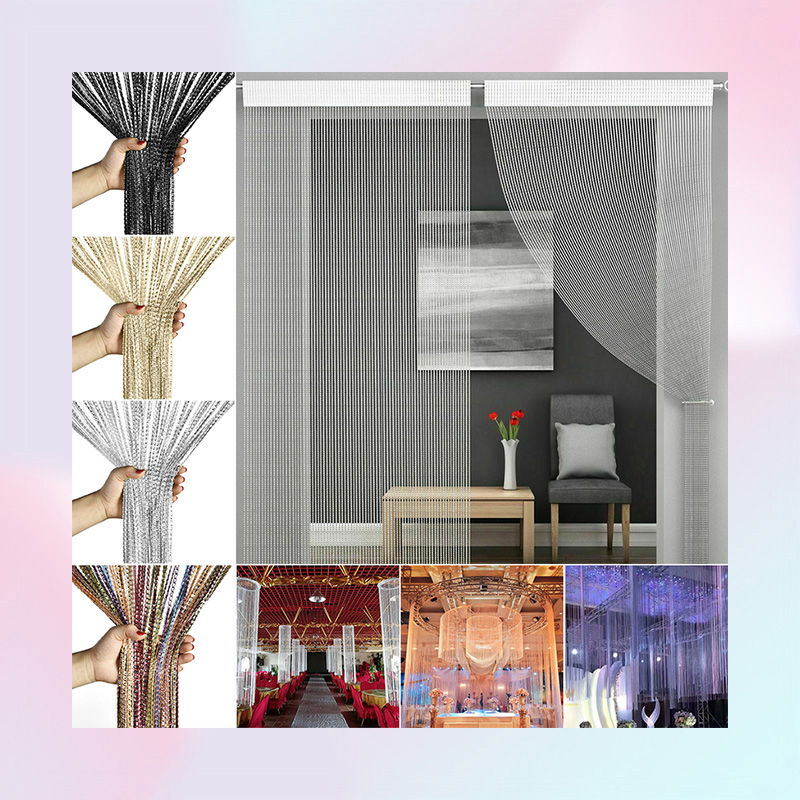 Curtain Living Room Curtains Shiny Tassel Hanging String Door Window Curtain String Door Divider Drape Valance Home Decoration 2205602498