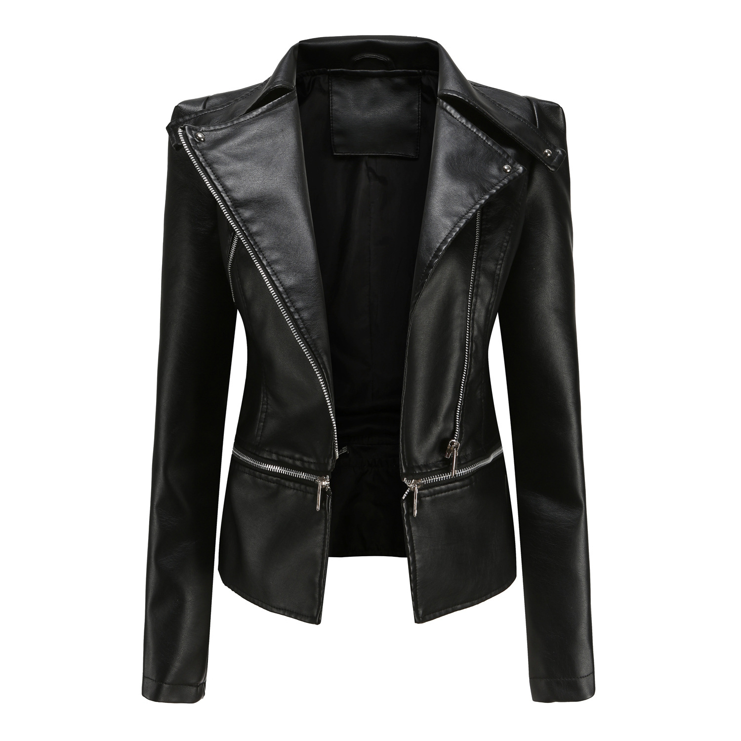 0C448m40 Women's Jacket Faux Leather Multi Pochette Accessories Spring and Autumn Fashion Casual Coat