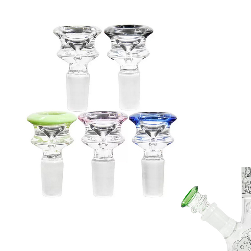 Bong 14mm 18mm glass bowl smoking accessories colorful thick funnel hourglass dry herb tobacco bowls
