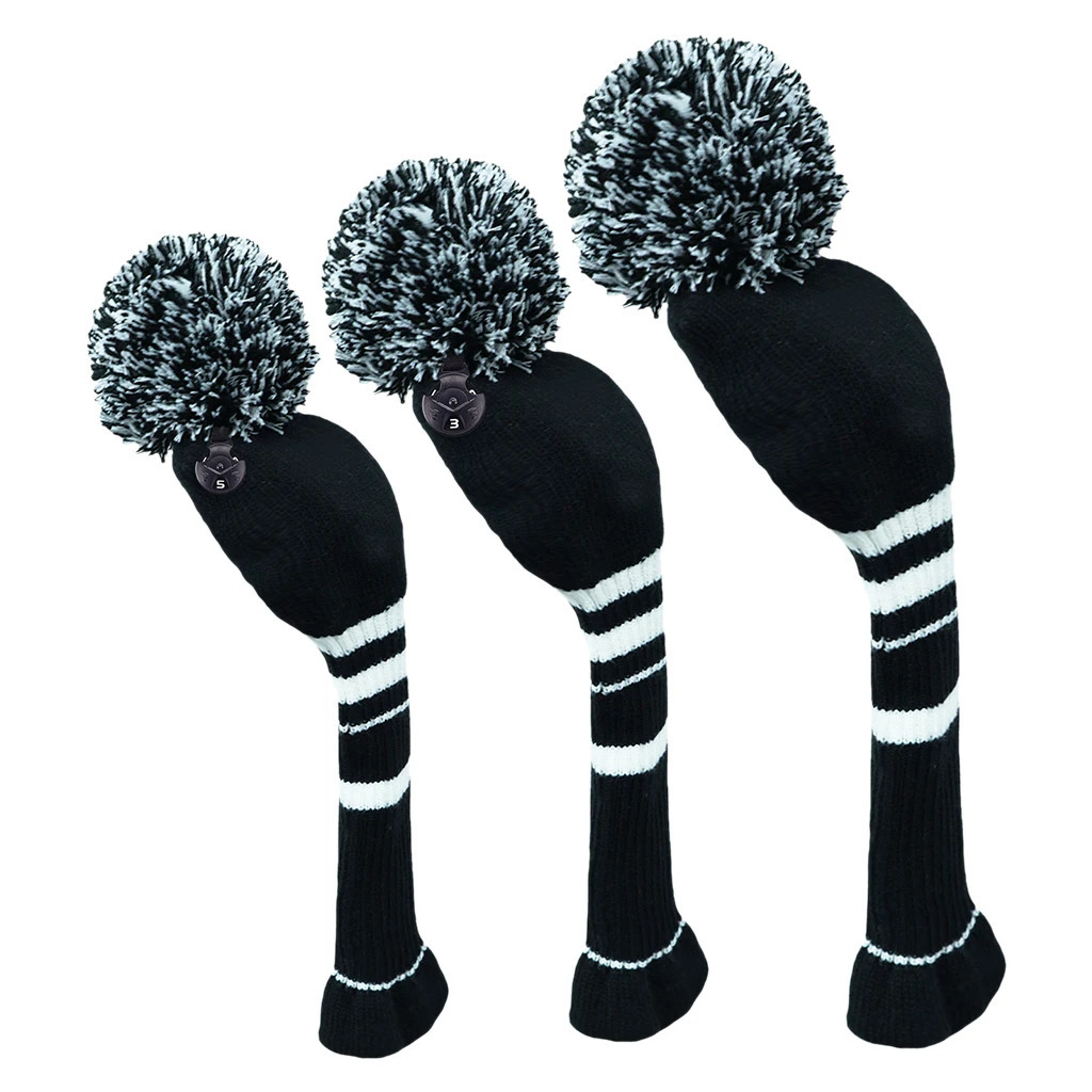 3pcs/set No.1 3 5 UT Golf Knitted Wood Head Cover Knitted Golf Driver Fairway Wood Headcovers Golf Club Protective Sleeve Sock 231225