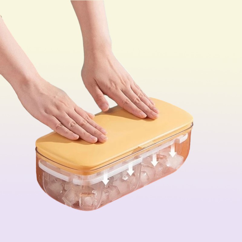 Press Type Ice Maker Silicone Ice Cube Tray Making Mold Creative Storage Box Lid Trays Bar Kitchen Square Cubic Container Box 22064693373