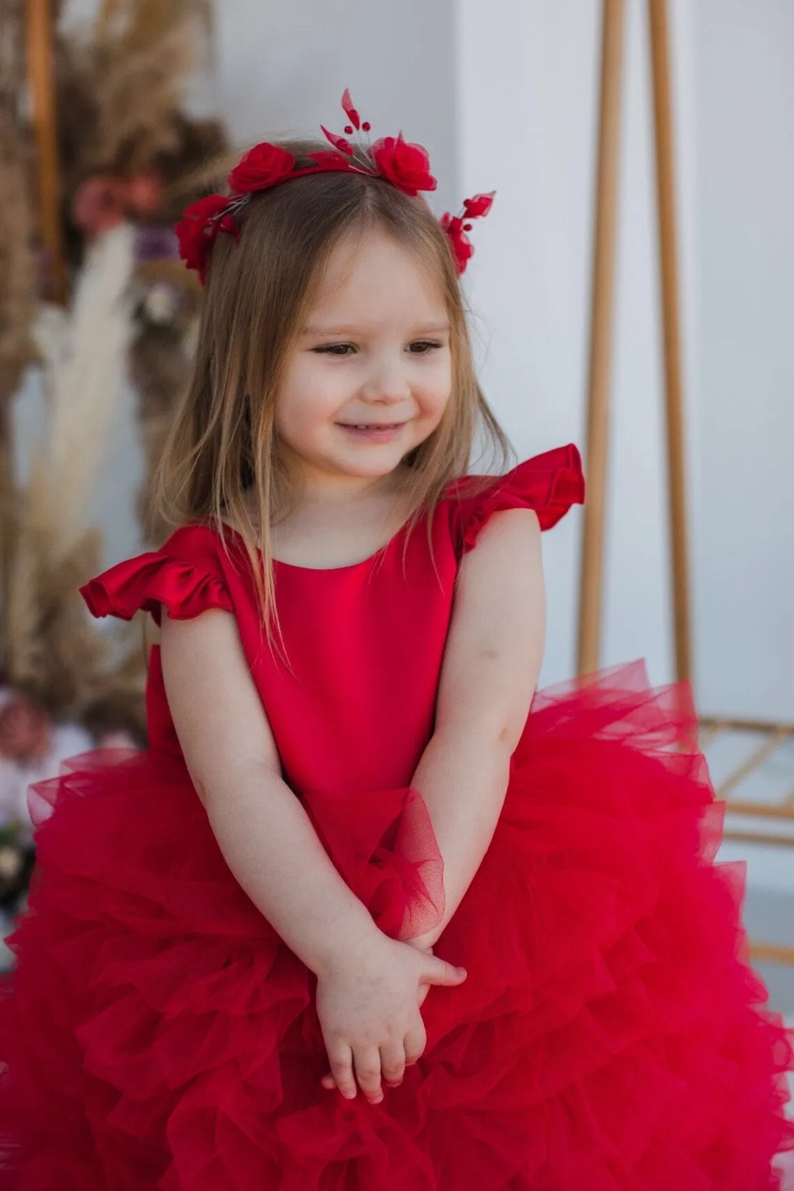 Gorgeous Tiered Sky Blue Girls Pageant Dress High Low Birthday Party Kids Formal Wear Ruffles Sleeve Jewel Neck Long Train Wedding Flower Girl Dresses