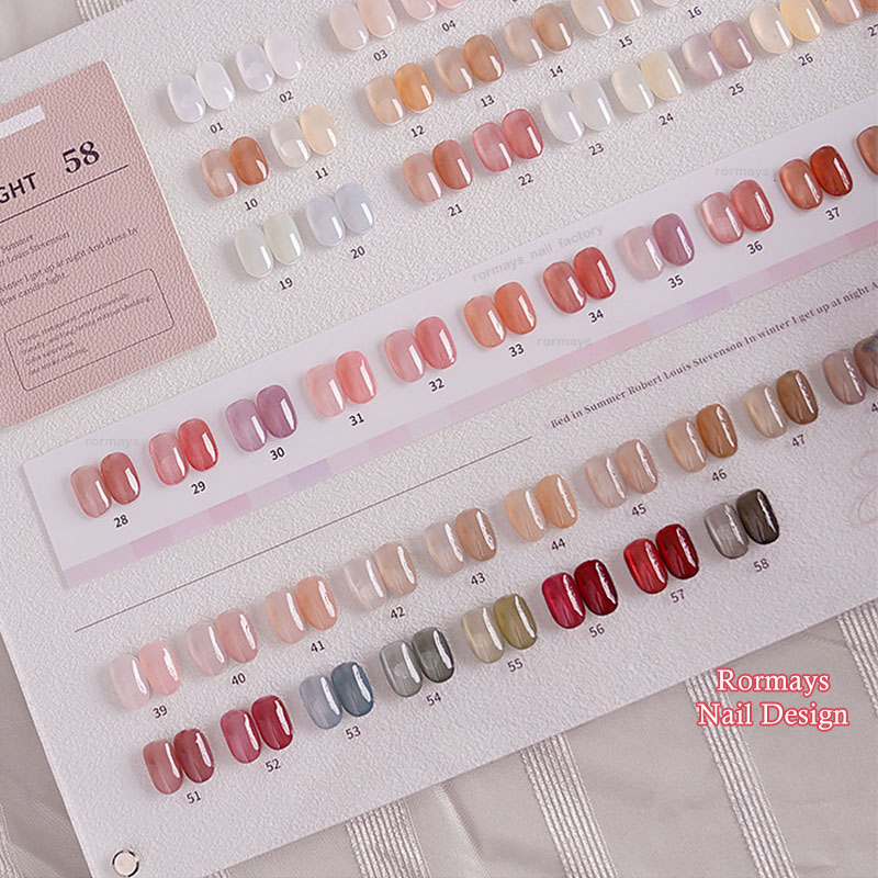 Rormays 58 Color Gel Polishing Set, Ice Transparent Jelly Color, Translucent, Durable, Clear, Mixed with Bare Color, Soaked UV LED Finish, Factory who