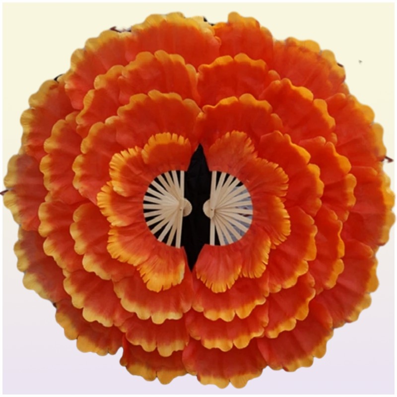 2pcsDancing Fan Peony Flower Dance Hand Square Performance Props Eventail a Main Abanico Para Boda De Mano 2205051321067