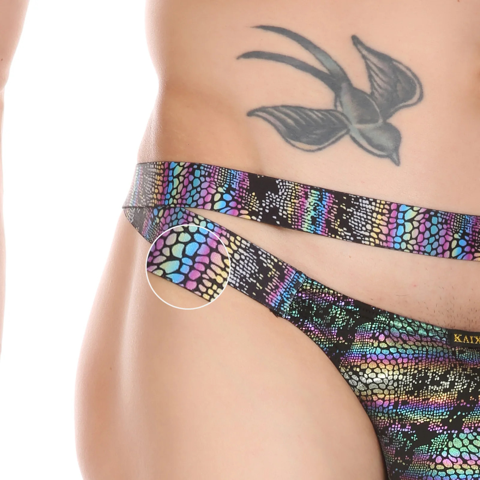 Men's Sexy Underwear Print Thong Open-Back Jumpsuit T Back Bare Buttocks Bikini Leggings Gay Sexual Lingerie Sissy Clothing 231226