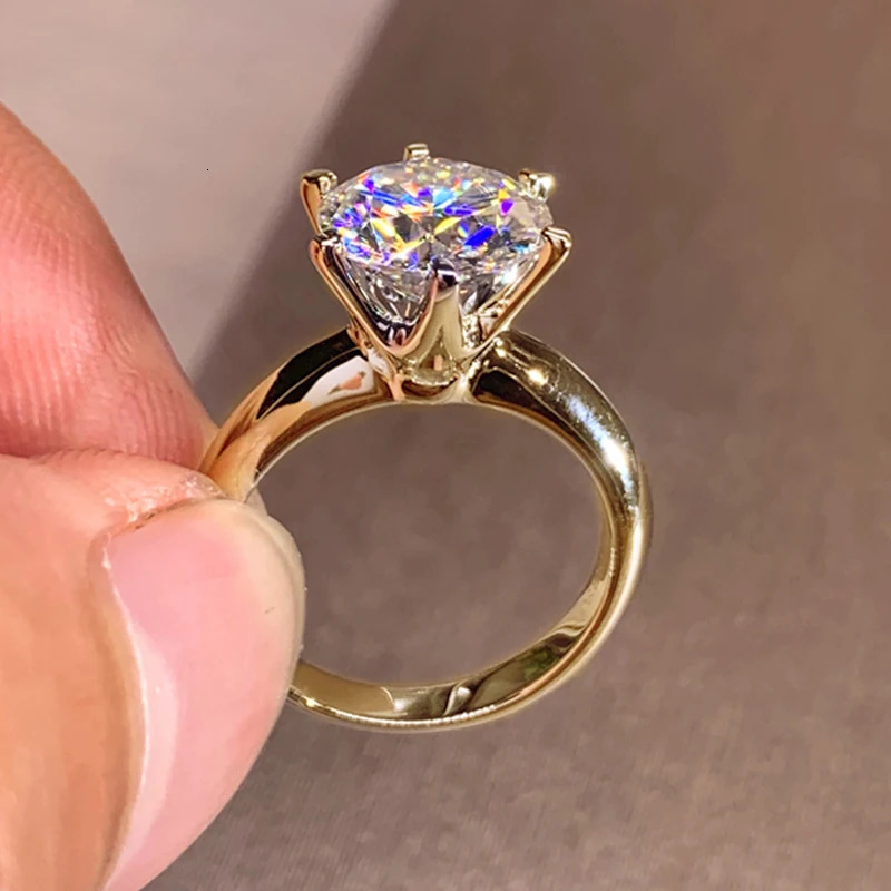 3ct Diamond Ring Solitaire Woman Silver 925 Yellow Gold Ring Engagement Wedding 2ct Ring with Certificate 231225
