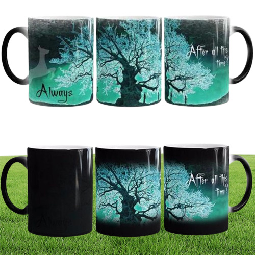 Eco-Friendly Magic Mugs After All This Time Always Mysterious Purple Green Life Tree Fly Deer Color Changing Cups Creative Gifts9881962