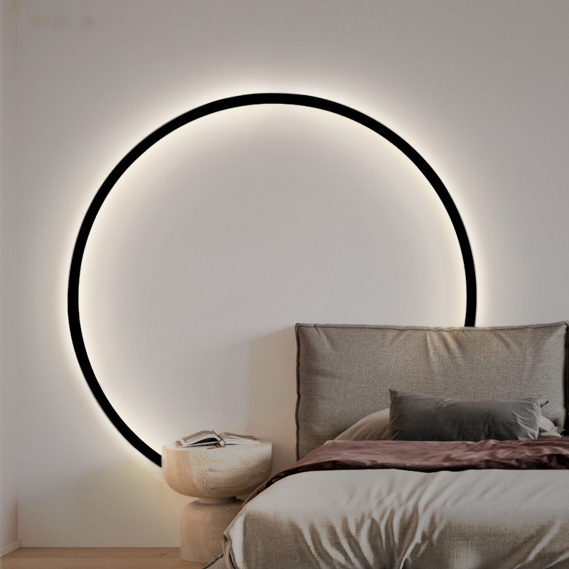 Modern LED Round Ring Wall Lamp Minimalist Personality Bedroom Bedside Sconce Living Room Sofa Home Interior Decorative Lighting