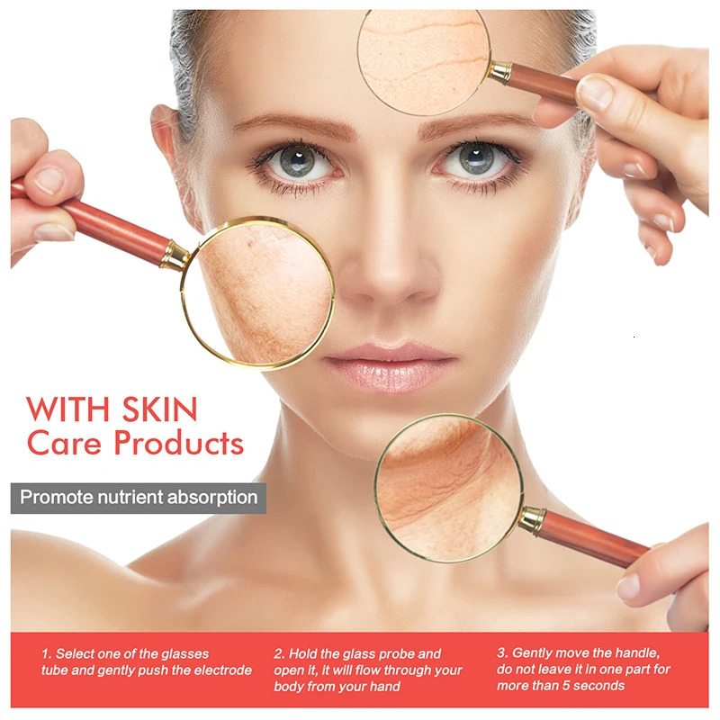 4 In 1 High Frequency Electrode Wand Electrotherapy Glass Tube Beauty Device Acne Spot Remover Anti Wrinkle Skin Care Spa 231225