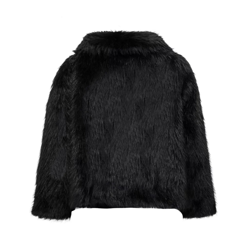 UNIZERA-Artificial Fur Effect Short Coat for Women Casual Loose Collar Thick and Warm Winter 231226
