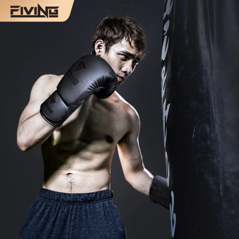 FIVING Pro Boxing Gloves For Women Men Sanda Training Sandbags Muay Thai Combat Fight Adults Kickboxing Gloves 231225