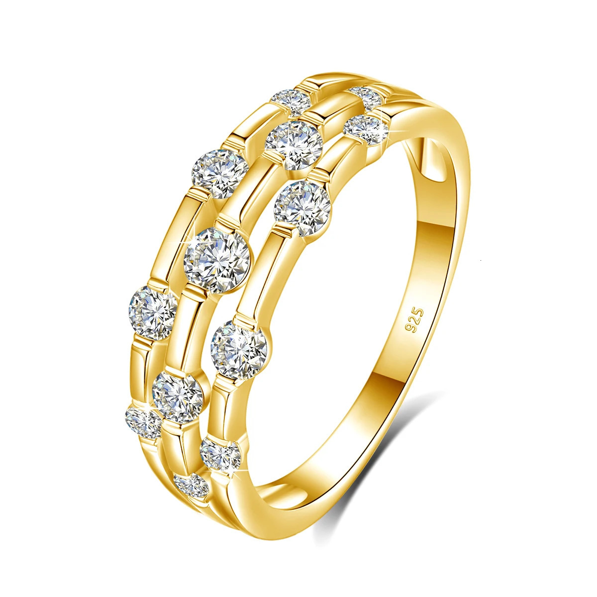 Certificated Rings For Women Solid 925 Sterling Silver Band Wedding Jewelry Gift For Girl Pass Diamond Test 231225