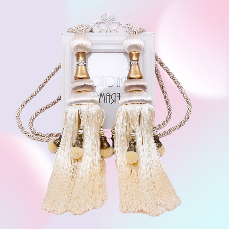 2 Pcs European Curtain Hanging Ball Rope Curtain Tiebacks Hanging Tassel Bandages Brushes Curtain Accessories T2006018934196