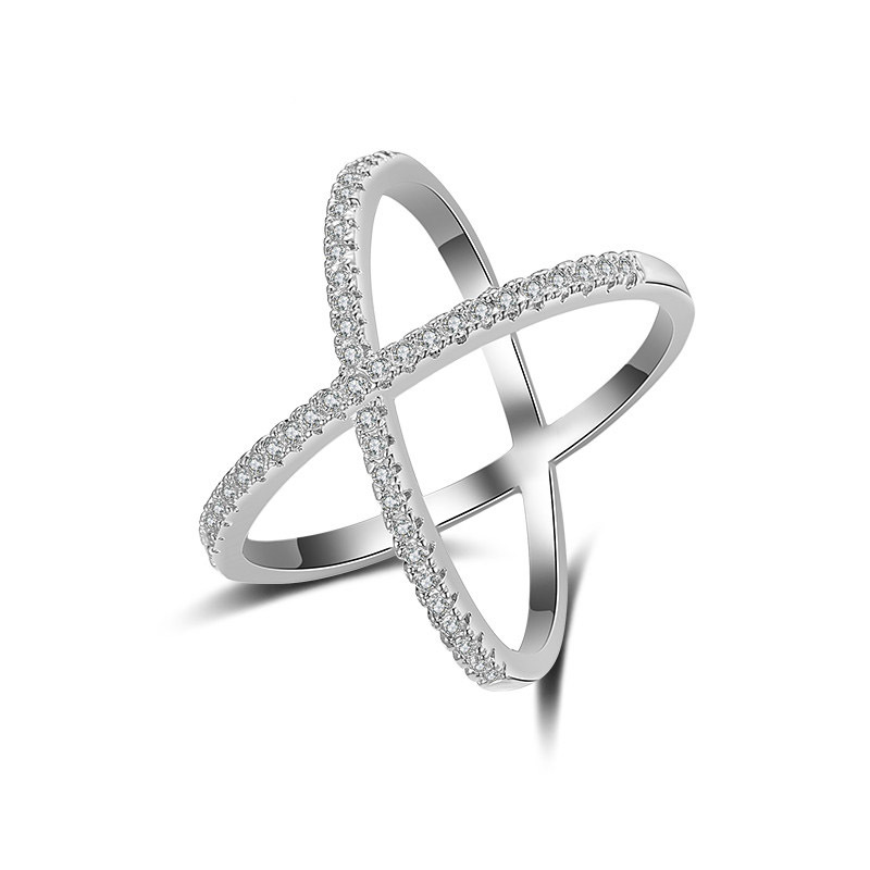 Ins Choucong Wedding Rings Simple Fashion Jewelry 925 Sterling Silver Pave White Sapphire CZ Diamond Gemstones Party Women Cross Engagement Band Ring 