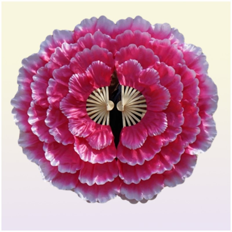 2pcsDancing Fan Peony Flower Dance Hand Square Performance Props Eventail a Main Abanico Para Boda De Mano 2205051321067