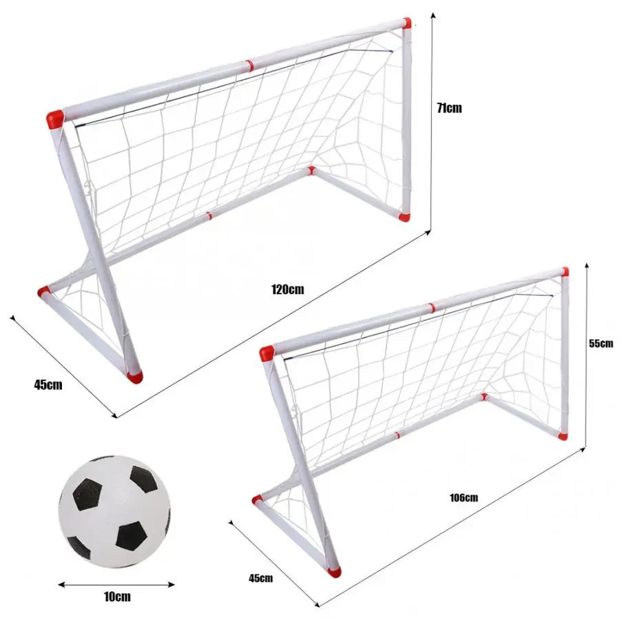106120cm Indoor Outdoor Mini Children Football Soccer Goal Post Net Set with Ball Pump Kids Football Sport Toy Official Size 231225