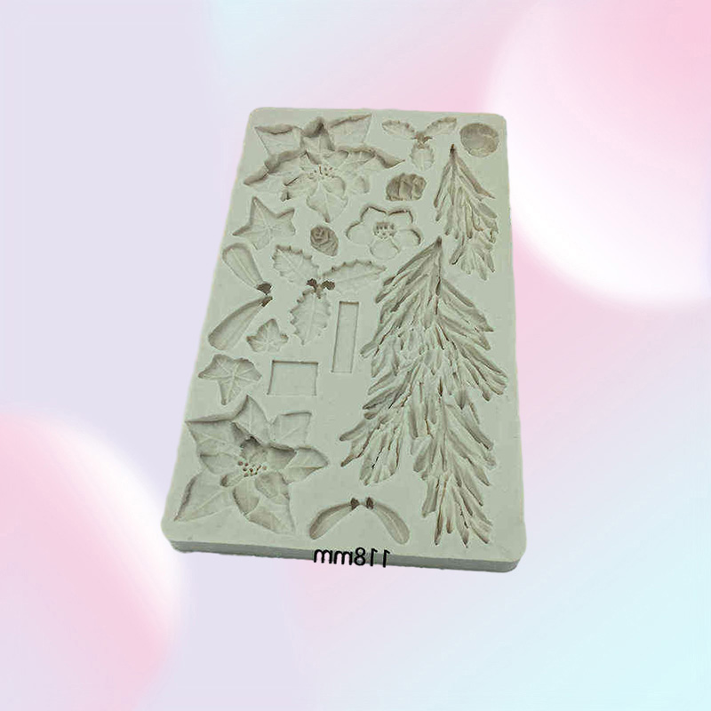 Cake Decorating Tools Fondant Mold Silicone Mold Christmas Flower Pine Branch Silicone Mold Kitchen Baking Tool K062 2201171941591