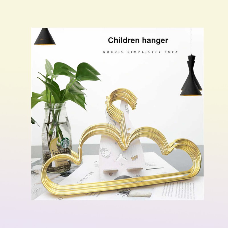 10pcs set Clothes Hanger for Baby Kid Gold Non Slip Metal Space Saving Cloud Shape Hanger Clothes Closet Storage Organizer Rack 29373009