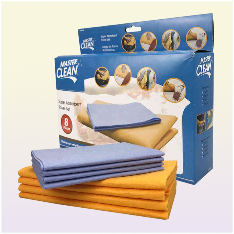 TCHY 8pcs Towel Nonwoven Shamwow Absorbent Dish Cloth Antigrease Washing Cleaning Rags for Home and Kitchen Car Wiper3027136