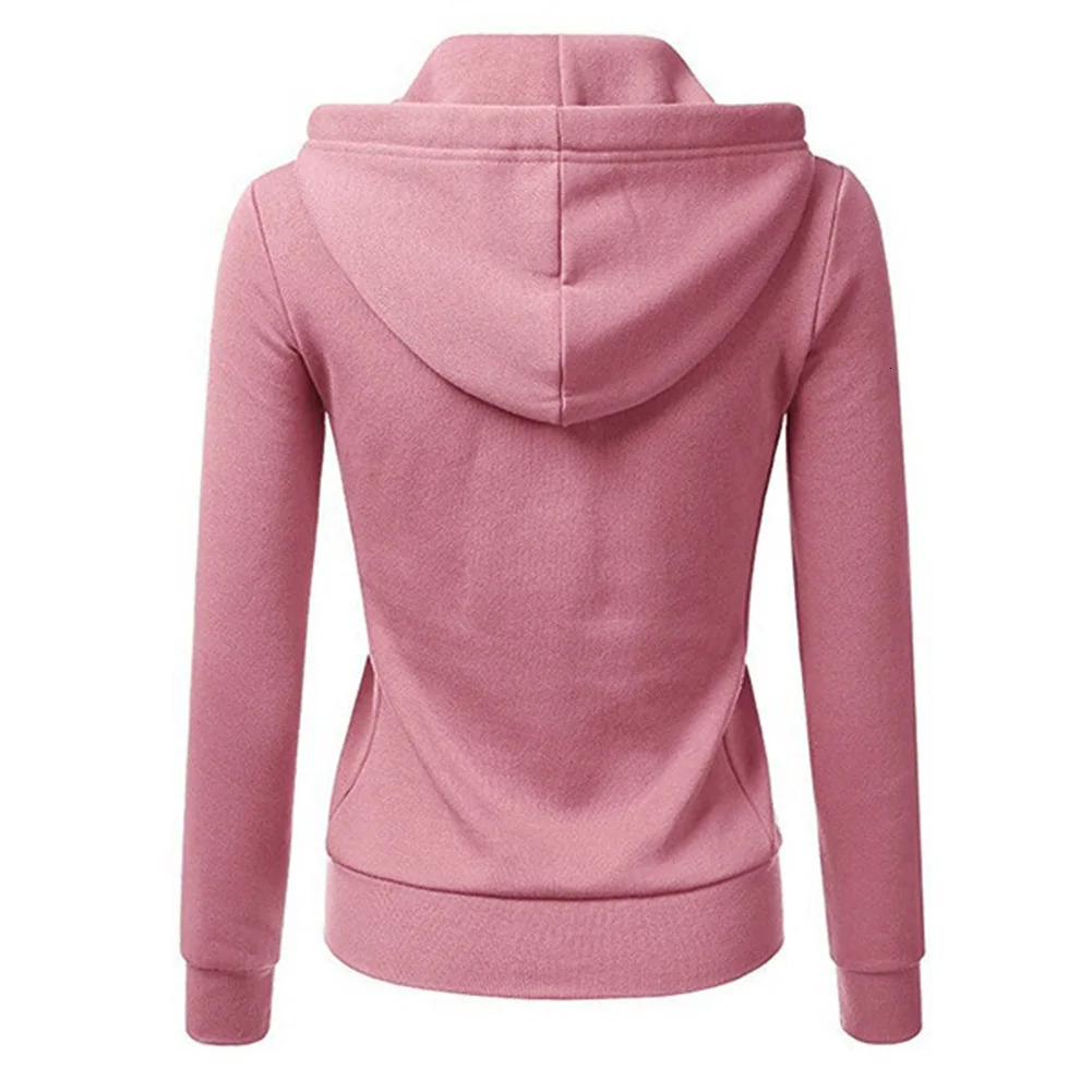 Fashion Hooded Zipup Hoodies For Women Solid Color Slim Pockets Sweatshirts Hoody Coat Jacket Top Outwear Clothing 231225