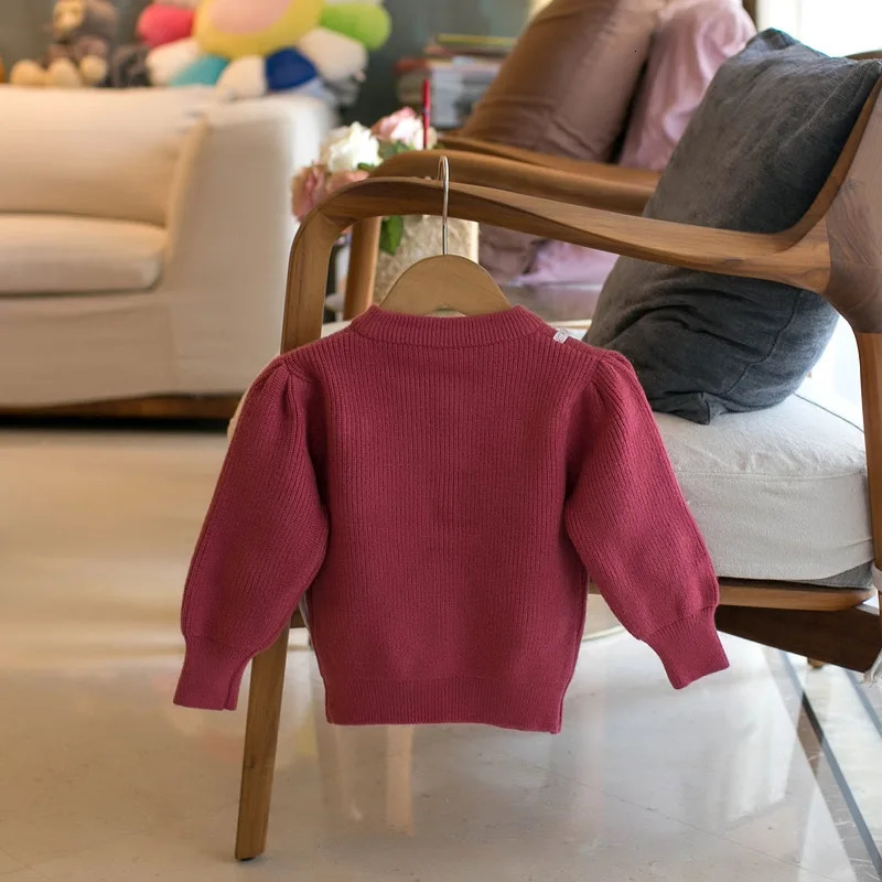 Autumn Kids Baby Prom Heart Knit Outwear Sweaters Cardigans For Girls Single Breast Coat 231226