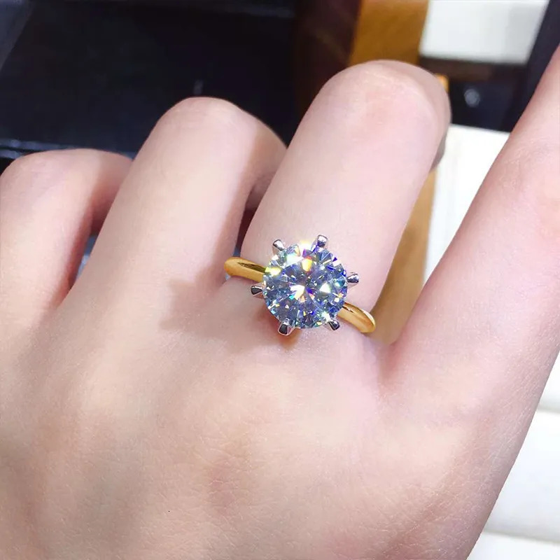 3ct Diamond Ring Solitaire Woman Silver 925 Yellow Gold Ring Engagement Wedding 2ct Ring with Certificate 231225