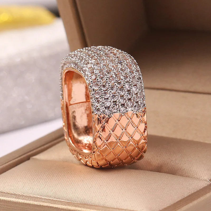 HOYON 14K Rose Gold Ring for Women's Jewelry Exquisite Anillos De Wedding Bizuteria Hip Hop Square Natural Diamond Ring for Men 231225