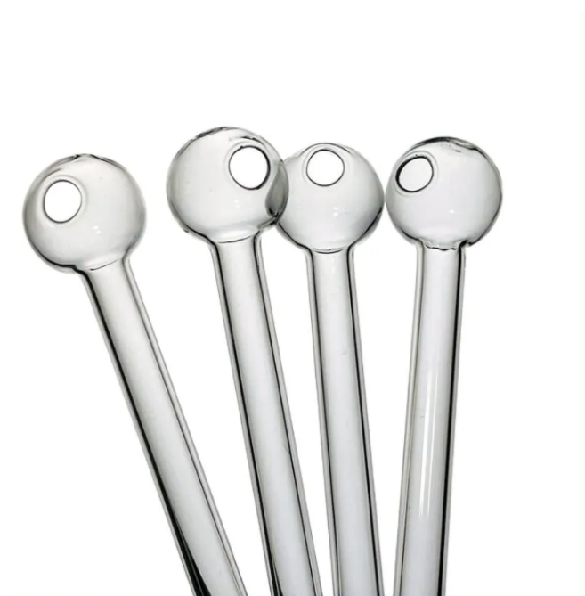 Qbsomk Glass Pipe Clear Oil Burner Tube Pipe Oil Nail Oil Pipe Thick Clear