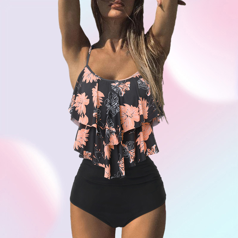 Leopard Bikini High Waist Animal Print Tankini Floral Swimsuit Brazilian Ruffle Plus Size Swimwear Women 26