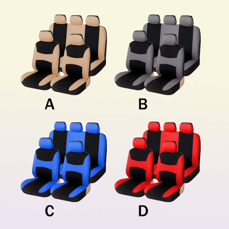 Chair Covers Car Seat Cover Set Universal Pure Color Soft Protector Adjustable Interior Red Blue Gray Khaki5456235