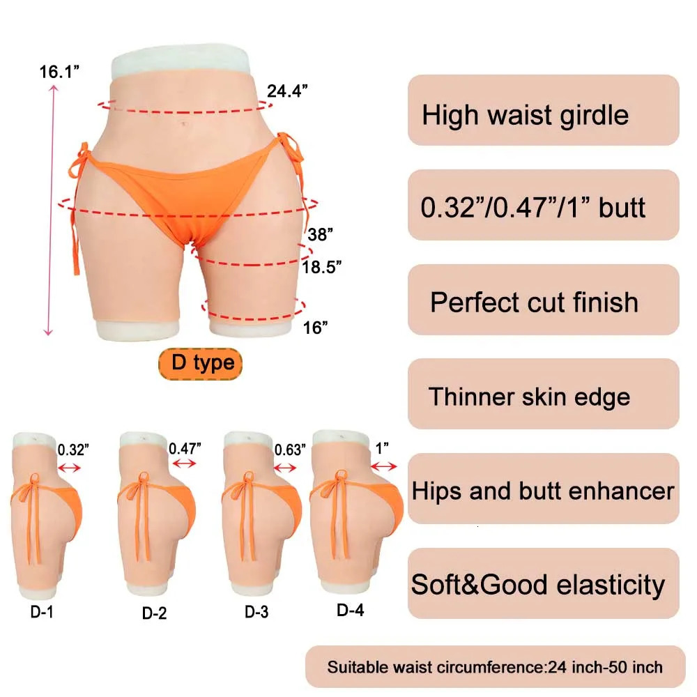 Silicone Butt Enhancement Padded Pes Big Hips Up Buttocks Underpants 0.3/0.48/0.63/1 Inch Hips Dark Color 231225