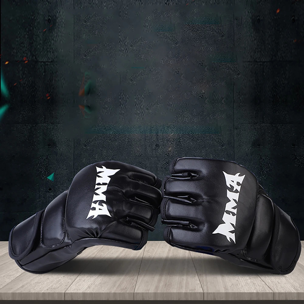 1Pair Thick Boxing Gloves MMA Gloves Half Finger Punching Bag Kickboxing Muay Thai Mitts Professional Boxing Training Equipment 231225