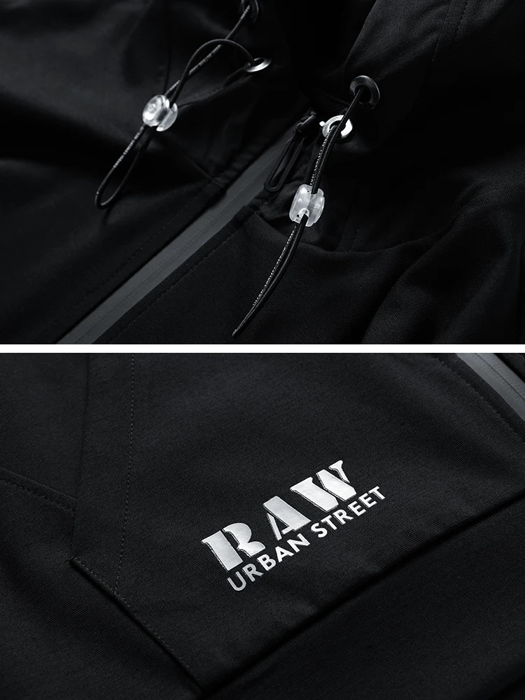 Spring Autumn Men's Zip Up Hoodie Coats Streetwear Black Grey Hooded Loose Sweatshirts Male Cotton Casual Tops Plus Size 8XL 231225