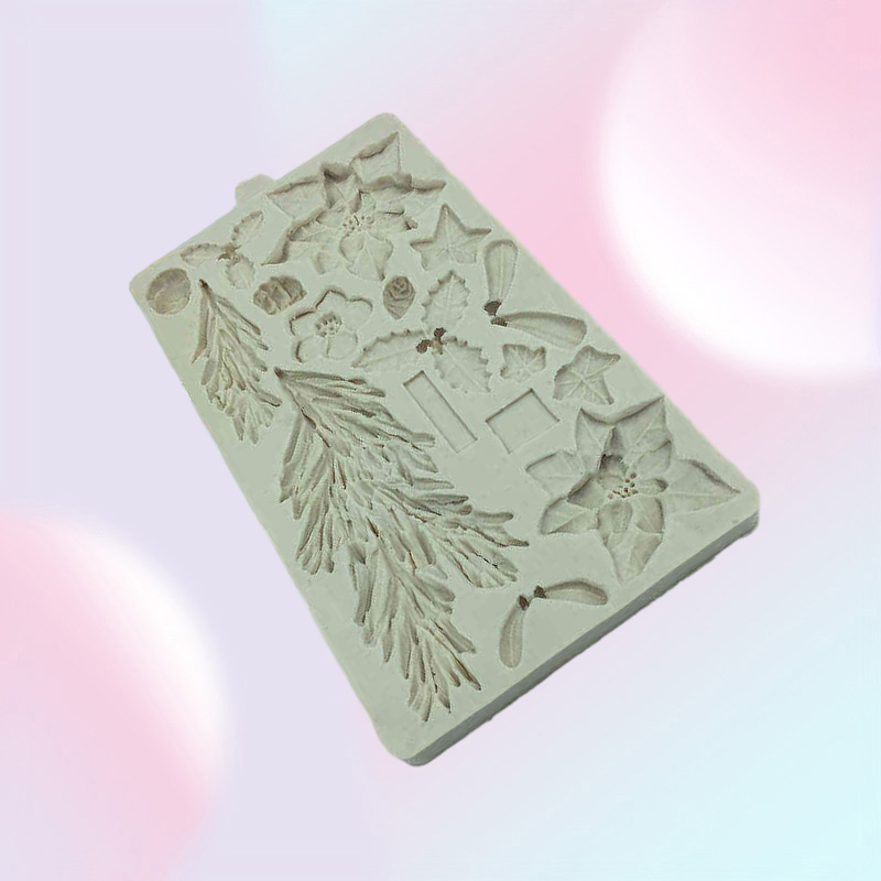 Cake Decorating Tools Fondant Mold Silicone Mold Christmas Flower Pine Branch Silicone Mold Kitchen Baking Tool K062 2201171941591